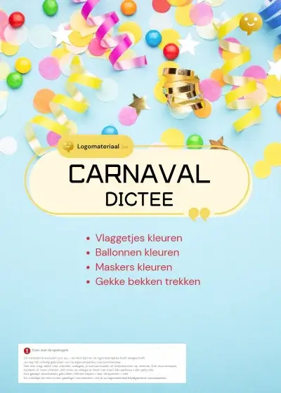 Carnavaldictee logopedisch werkblad voor kinderen