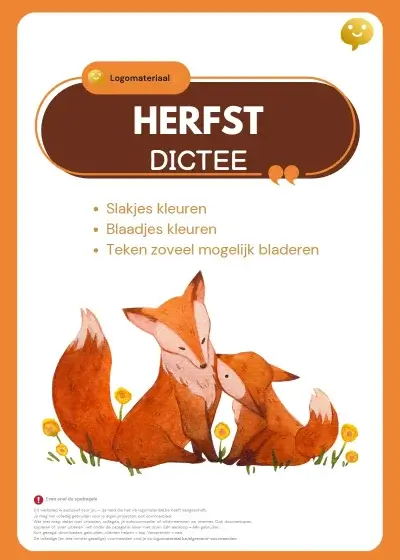 Herfstdictee werkblad voor logopedie in herfstthema