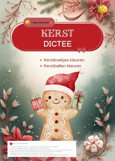Digitaal Kerstdictee werkblad voor kinderen