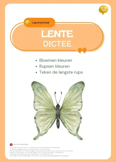 Lentedictee logopedisch werkblad voor kinderen