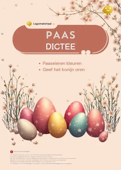 Paasdictee werkblad voor logopedie en spelling