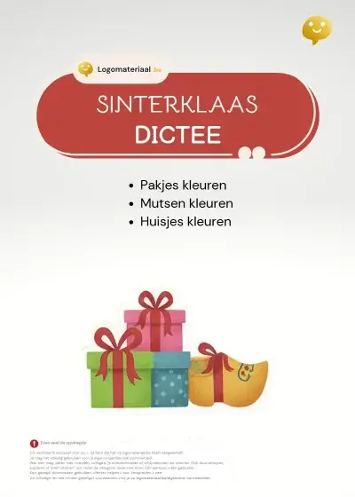 Sintdictee werkblad voor logopedie in Sinterklaas-thema
