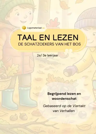Werkblad Taal en lezen De schatzoekers van het bos voor logopedie kinderen