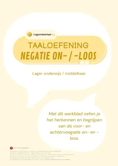 Digitaal logopedisch werkblad taaloefening -loos/on- voor kinderen